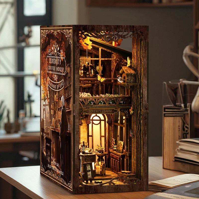 Libreria Serenity Coffee House - Diy Wooden Book Nook Kit Shelf Insert recensione e prezzo